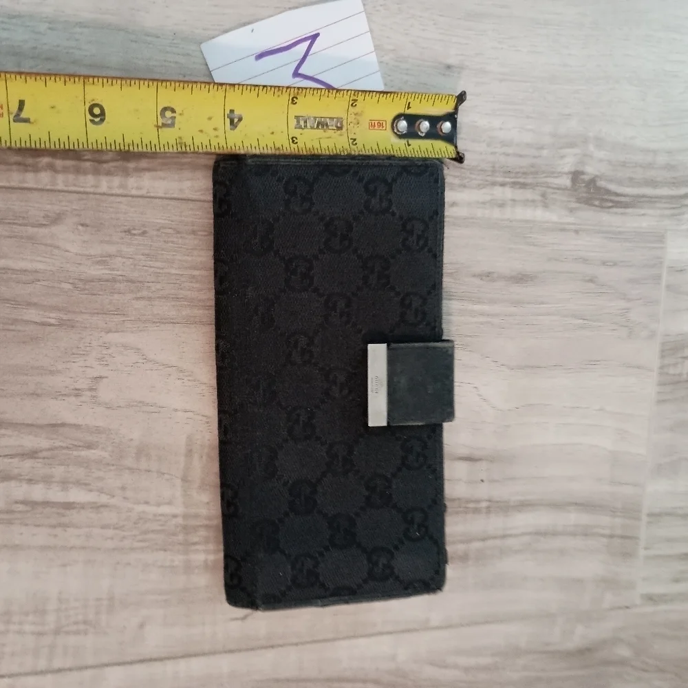 Authentic Gucci Denim Black GG Supreme Long Wallet